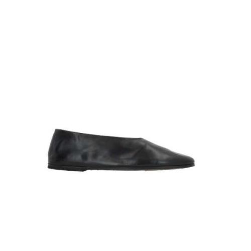 Marsell Svarta läder ballerina skor med mandelformad tå Black, Dam
