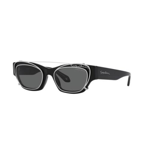 Giorgio Armani Black Silver/Grey Clip-On Sunglasses AR 8185U Black, Da...