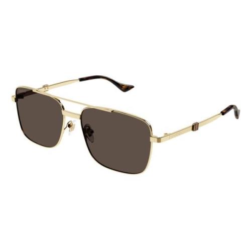 Gucci Gold Havana Sunglasses Brown, Herr
