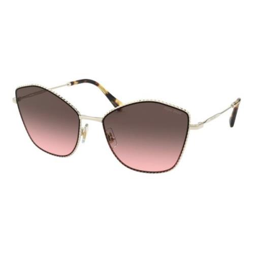 Miu Miu Solglasögon i Pale Gold/Pink Grey Shaded Gray, Dam