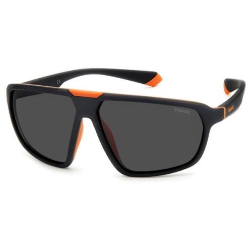 Polaroid Matte Black Orange Sunglasses Black, Unisex