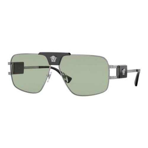 Versace Gunmetal/Green Sunglasses Green, Herr