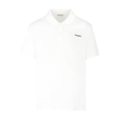 Alexander McQueen Piquet Polo Shirt i Vit White, Herr