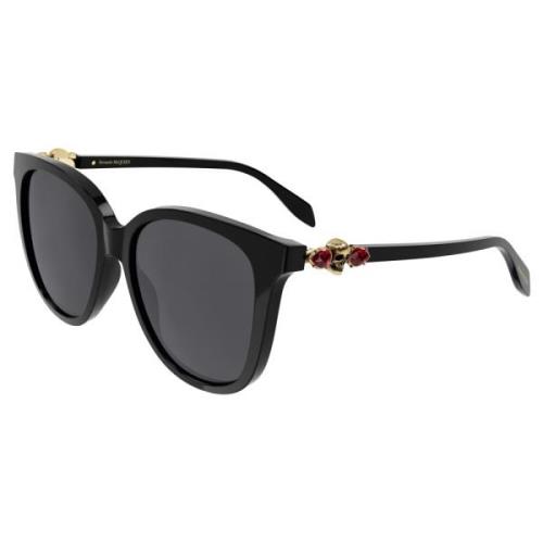 Alexander McQueen Black/Grey Sunglasses Black, Dam