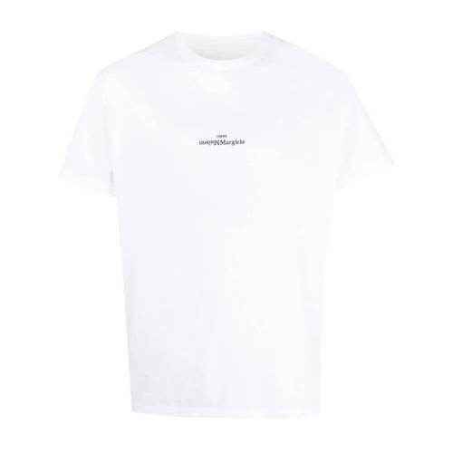 Maison Margiela Svart/Vit Logotyp Broderad T-shirt White, Herr