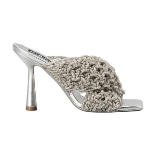 Hibourama Glittrande Kristall Mules Gray, Dam