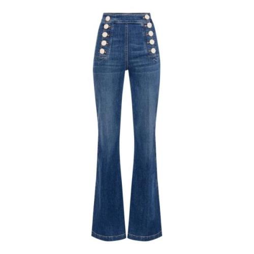 Elisabetta Franchi Boot-Cut Jeans för Kvinnor Blue, Dam