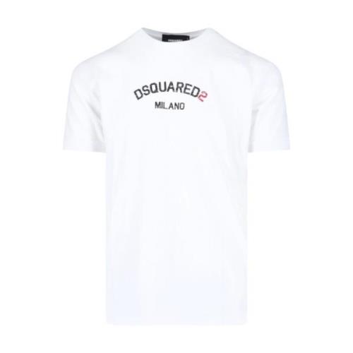 Dsquared2 Vit Logotyp T-shirt med Röda Detaljer White, Herr