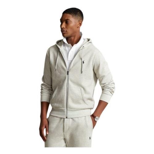 Ralph Lauren Sportig Double-Knit Full-Zip Hoodie Gray, Herr