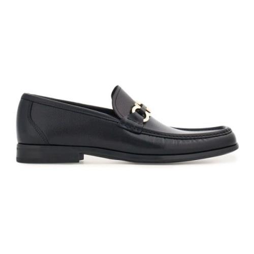 Salvatore Ferragamo Svart läderloafer med Gancini-detalj Black, Herr