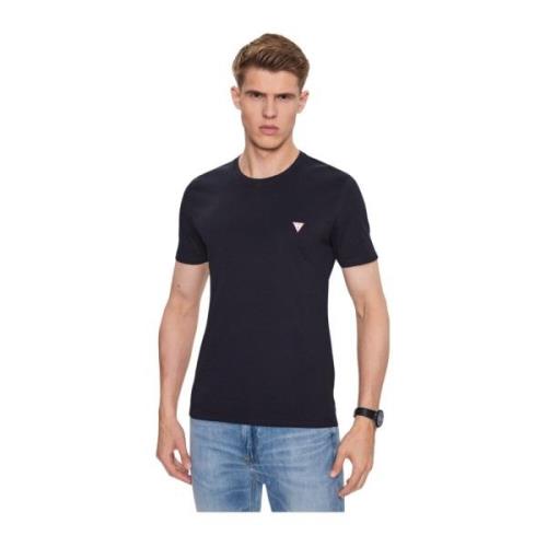 Guess Basisk Bomull T-Shirt - Blå, Rak Passform, Korta ärmar Blue, Her...