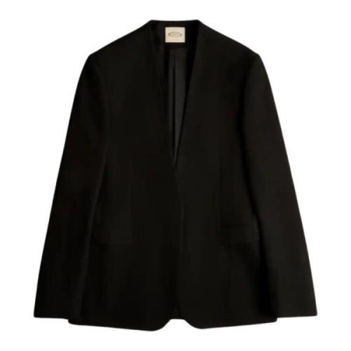 Tod's Svart Ull Blazer med Framfickor Black, Dam