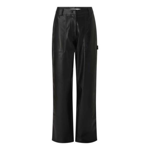 Calvin Klein Jeans Leather Trousers Black, Dam