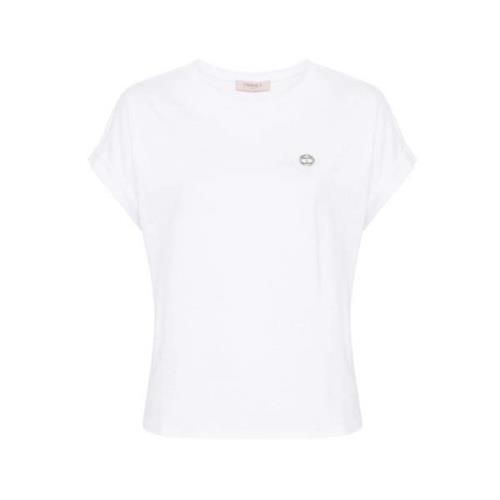 Twinset Vit Oval T Bomull Jersey T-shirt White, Dam