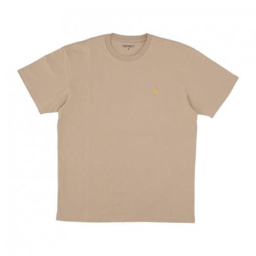 Carhartt Wip Sable/Gold Streetwear Chase T-Shirt Beige, Herr