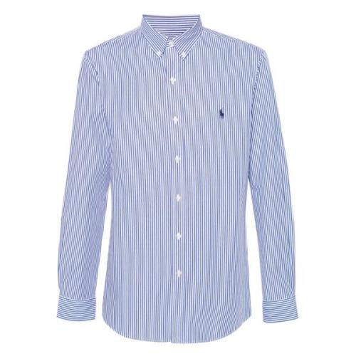 Ralph Lauren Randig Button-Down Polo Skjorta Blå/Vit Blue, Herr