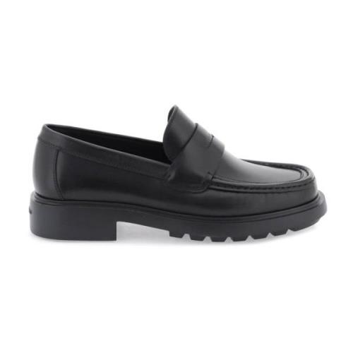 Salvatore Ferragamo Läder Moccasins med Logotyp Prägling Black, Herr