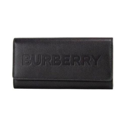 Burberry Präglad läderclutch plånbok Black, Dam