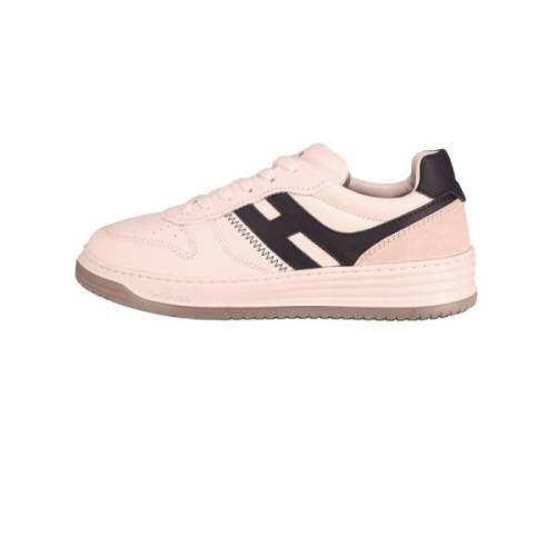 Hogan Vit Läder Mocka Sneaker Blå H Multicolor, Herr