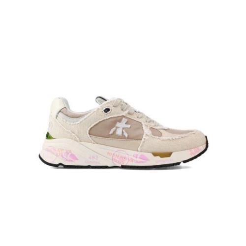 Premiata Beige Nylon Sneakers med Fransade Kanter Beige, Herr