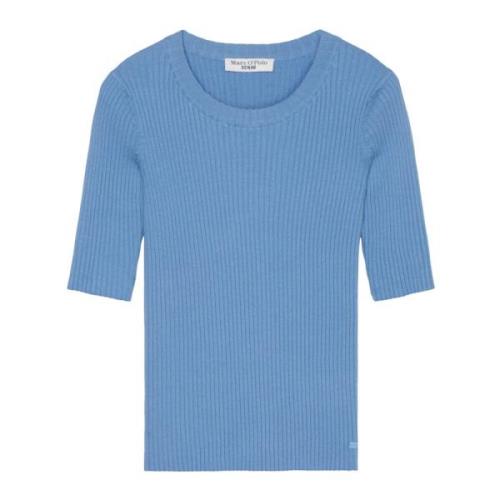 Marc O'Polo Kortärmad stickad tröja åtsittande Blue, Dam