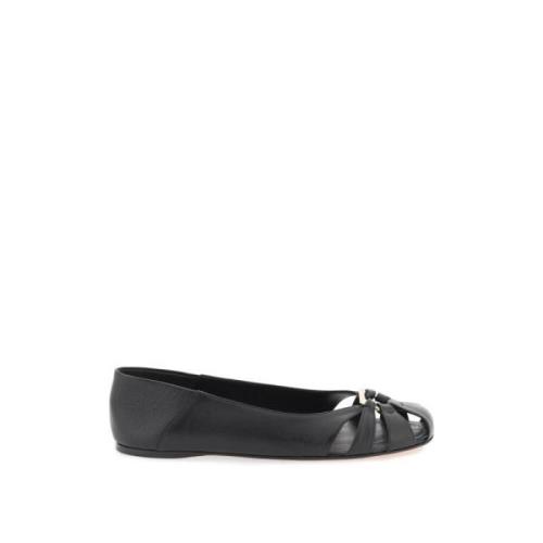 Salvatore Ferragamo Läder Gancini Ballet Flats Black, Dam