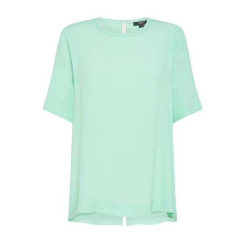 Seventy Kortärmad T-shirt i silkeblandning Green, Dam