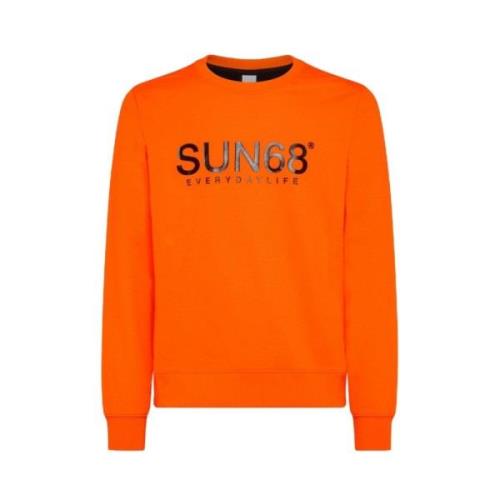 Sun68 Fluorescerande Bomull Rund Hals T-shirt Orange, Herr