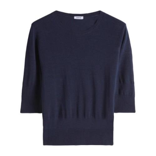 Aspesi Blå Crew Neck Bomullströja Blue, Dam