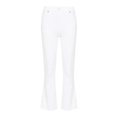 7 For All Mankind Höga bootcut jeans med fransad kant White, Dam