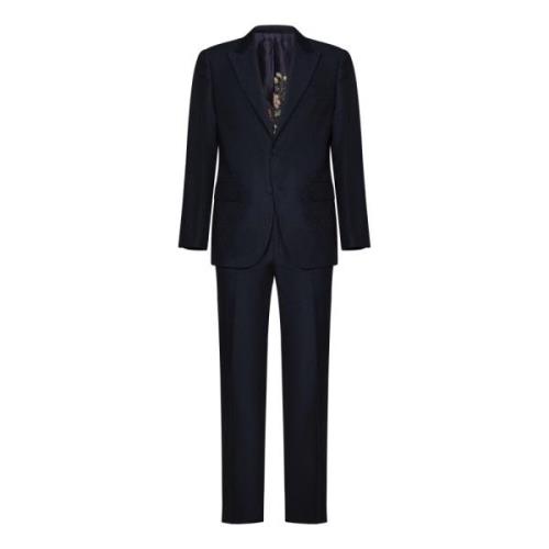 Etro Single Breasted Suits Blue, Herr