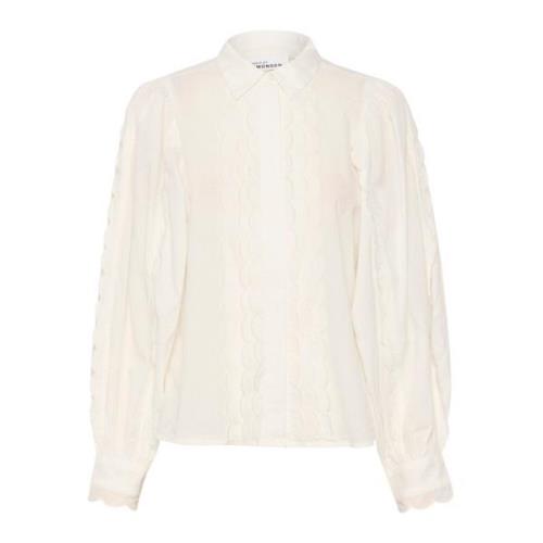 Karen by Simonsen Feminin vit skjorta med puffärmar Beige, Dam