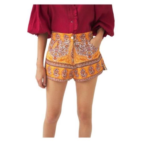 Antik Batik Print Voile Shorts Orange, Dam