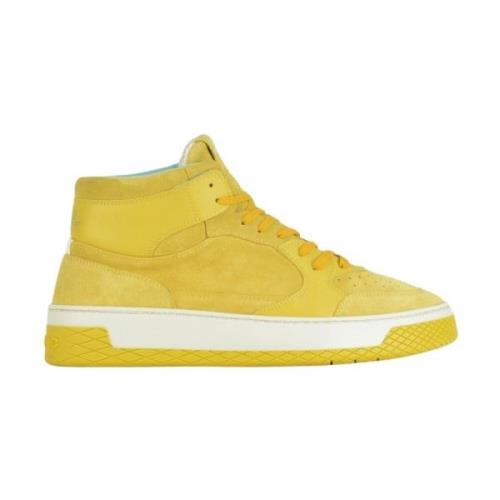 Panchic P02 Man's Mid-Top Sneaker Suede Leather Yellow Yellow, Herr