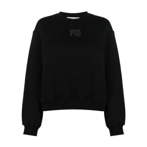 Alexander Wang Svart Bomull Logo Print Tröja Black, Dam