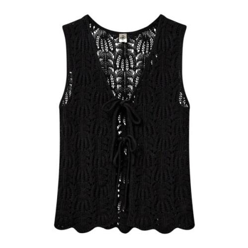 The Garment Elegant Egypt Crochet Vest Black, Dam