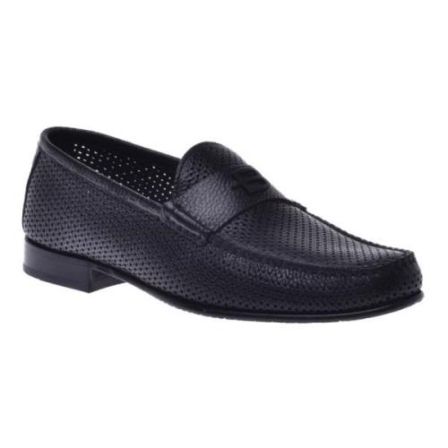 Baldinini Loafer in black perforated calfskin Black, Herr