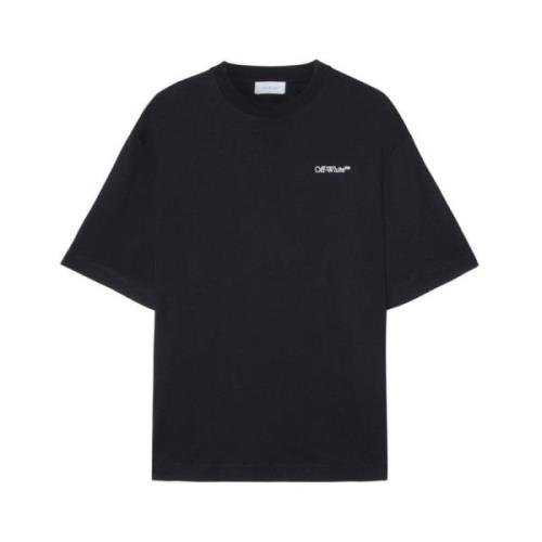 Off White Svart/Vit Bomull T-shirt med Broderad Logotyp Black, Herr