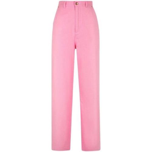 Bally Rose Pink Bomull Appliqué Logo Jeans Pink, Dam