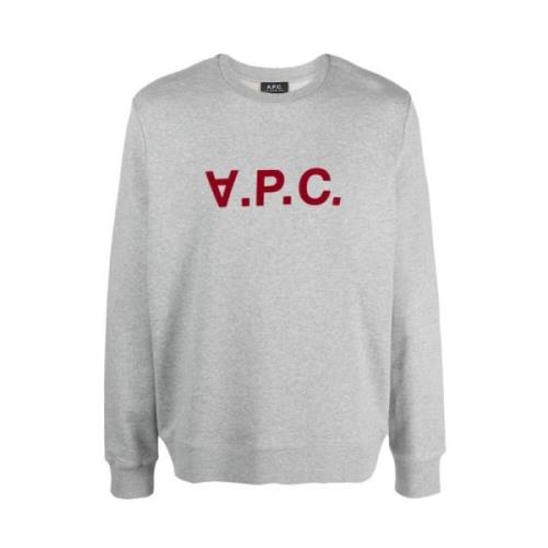 A.p.c. Grå Melange Logo Sweatshirt Gray, Herr