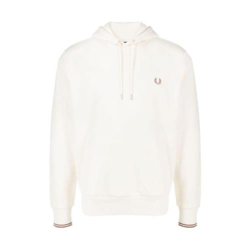 Fred Perry Gul Bomullssweatshirt med Broderad Logotyp White, Herr