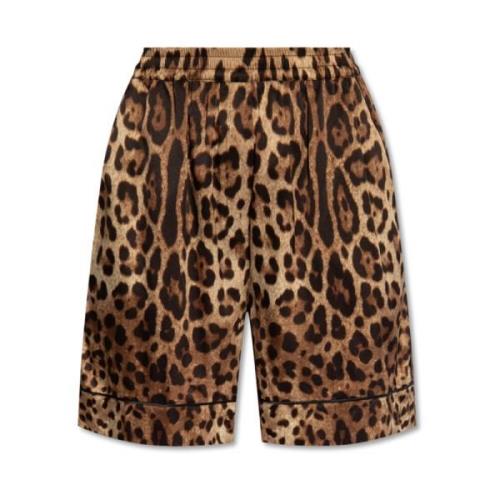 Dolce & Gabbana Shorts med djurmotiv Brown, Dam