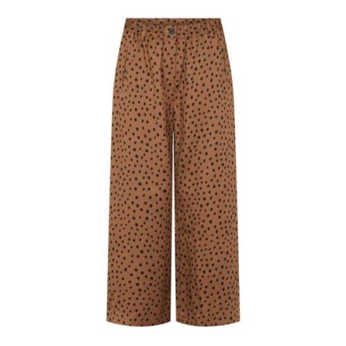 LauRie Wide Trousers Brown, Dam