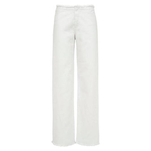 MVP wardrobe Vintage Fringed Denim Bull Pants White, Dam