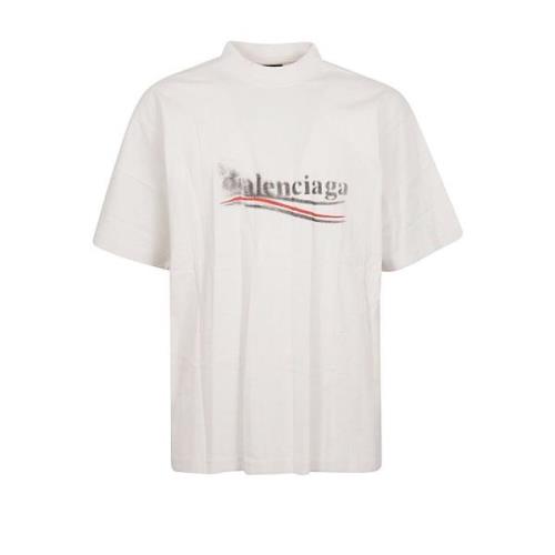 Balenciaga Beige Politisk Stencil Logo T-shirt Beige, Herr
