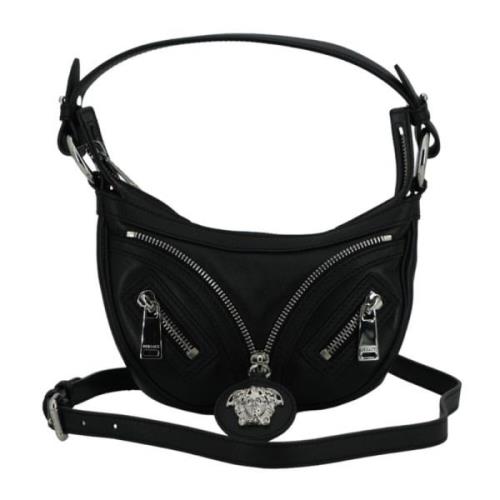 Versace Svart Kalvskinn Mini Hobo Axelväska Black, Dam