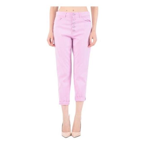 Dondup Cropped Trousers Pink, Dam