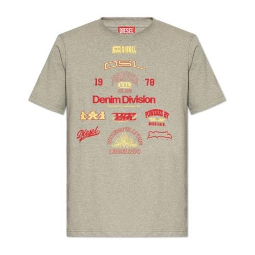 Diesel T-Just-N14 T-shirt med tryck Gray, Herr
