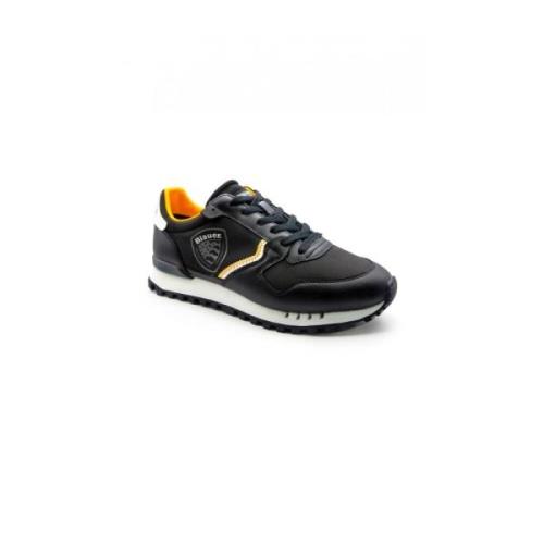 Blauer Svart och Orange Läder Sneakers S4Dixon02 Black, Herr
