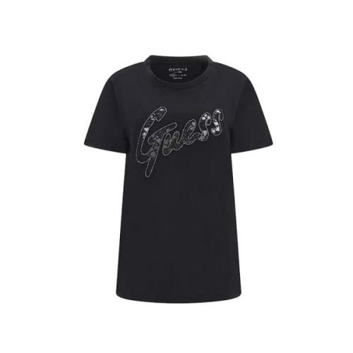 Guess Spets Logo Easy T-shirt Kollektion Black, Dam